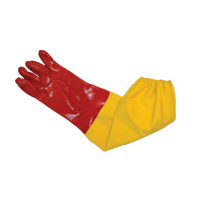 PVC 红黄接袖手套